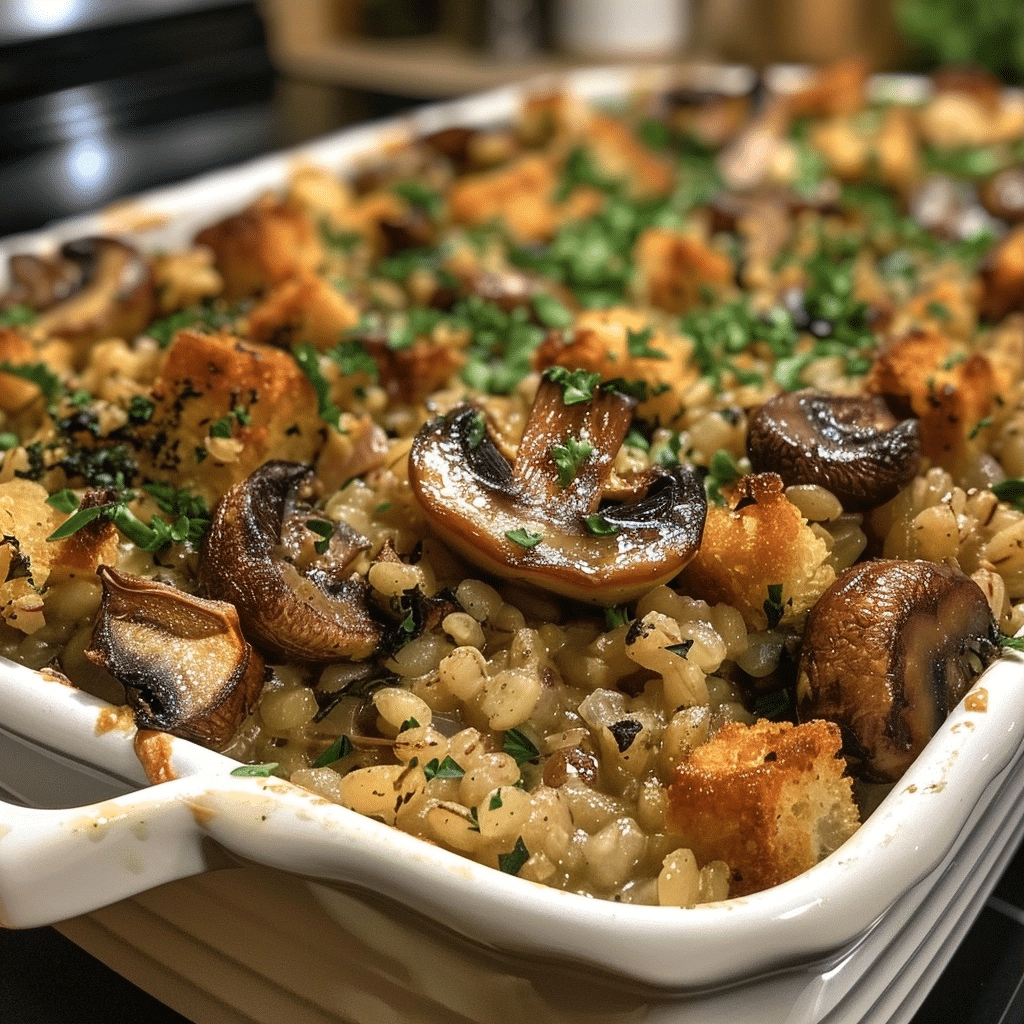 Mushroom Barley Bake: A Hearty Savory Vegetarian Casserole