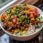 Ground Beef Chipotle Corn Rice Bowl