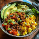 Ground Beef Avocado Street Corn Bowl Recipe