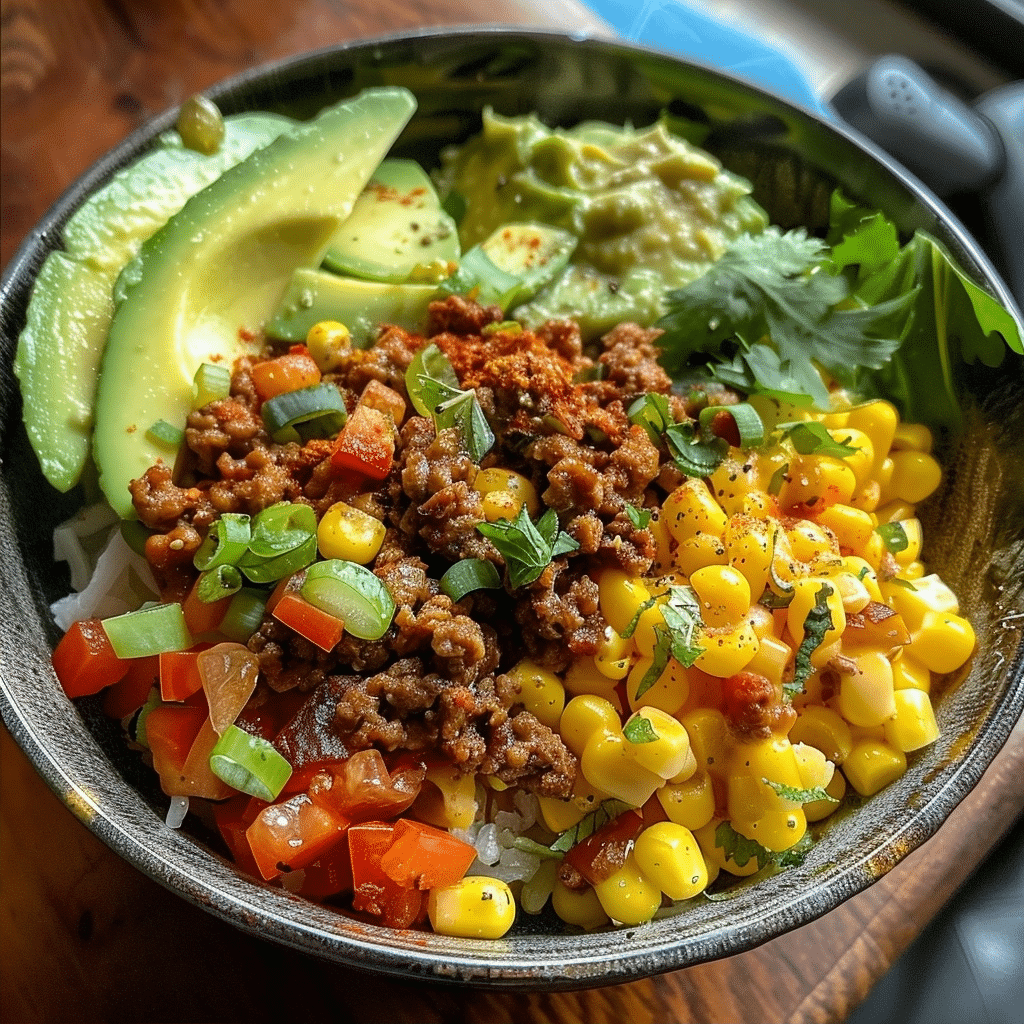 Ground Beef Avocado Street Corn Bowl Recipe Ground Beef Avocado Street Corn Bowl Recipe