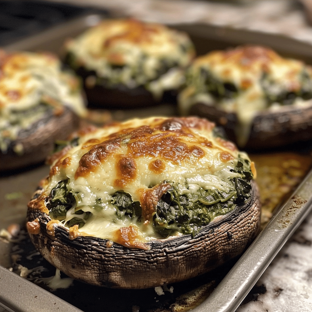 Spinach and Cheese Stuffed Portobello Mushrooms